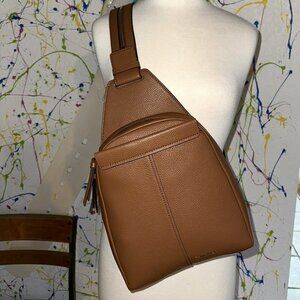 Calvin Klein Millie Caramel Faux Leather Convertible Sling Backpack NEW